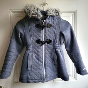 Limited Too Gray Hooded Toggle Coat with Faux Fur Trim